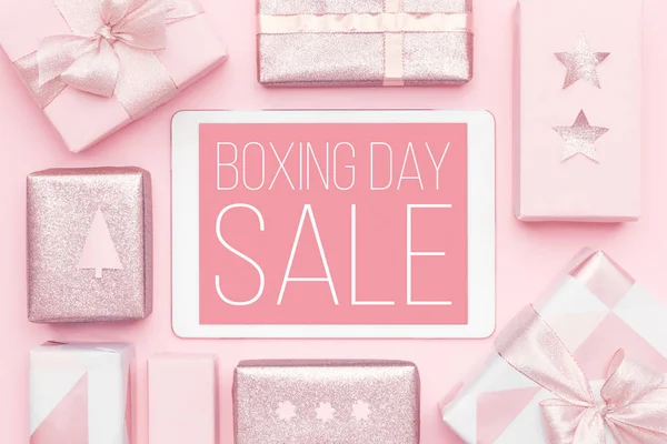 Boxing Day Sale Background. Online Shopping, Christmas Sale Concept.