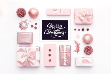 Online alışveriş Noel satış konsepti. Boxing günü Satılık arka plan. 