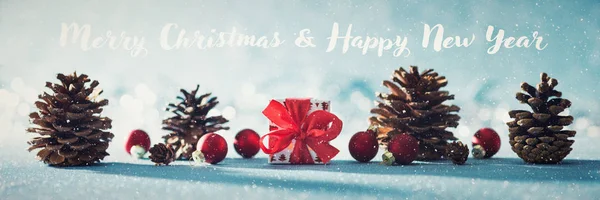 Mooie Simpele Kerst Banner Met Kopie Ruimte Leuke Kerst Aanwezig — Stockfoto