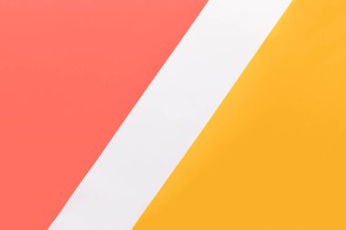 Soyut geometrik yaşam mercan, sarı ve beyaz Düz Kağıt arka plan yattı. En az, geometri ve simetri kağıt doku şablonu.