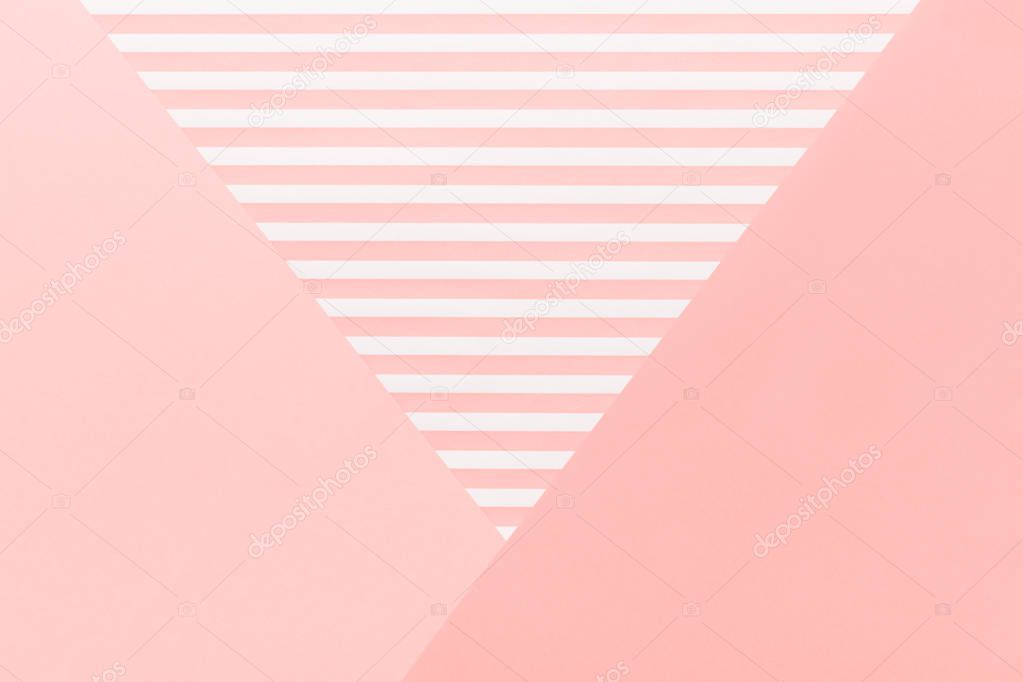 Abstract geometrical living coral pantone color flat lay background. Minimalism, geometry and symmetry template.