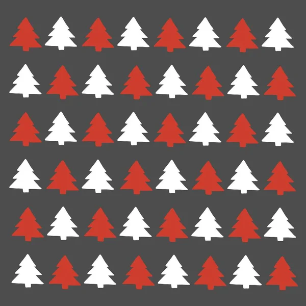 Kerst Rode Witte Bomen Grijze Achtergrond — Stockfoto