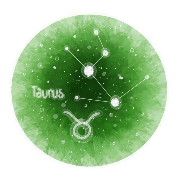 Série Signes Zodiaque Cercle Vert Isolé Avec Taurus Constellation — Photo