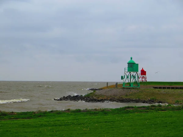 Small Lighthouses Polder Facing Inland Sea Holland — Stock Photo, Image
