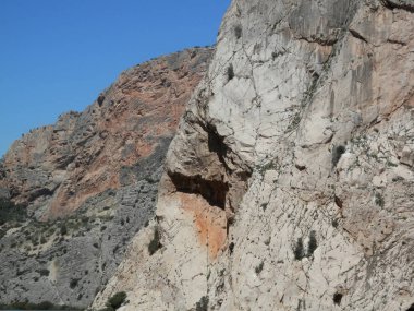 Gorge Caminito del Rey, Kral'ın geçit El Chorro Milli Parkı'nda, Endülüs, İspanya üzerinde Rockscape