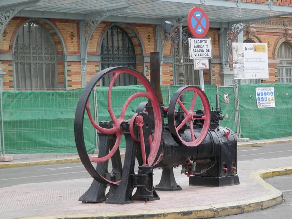 Almeria Espanha Fevereiro 2018 Parte Antigo Motor Vapor Ferroviário Pátio — Fotografia de Stock