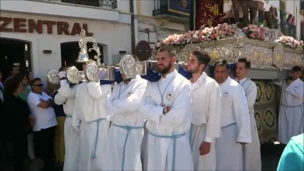 Alora Espagne Avril 2019 Procession Pâques Dimanche Des Rameaux Dans — Video