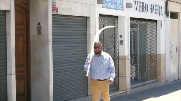 Alora Spanien April 2019 Palm Söndag Påsk Procession Andalusiska Byn — Stockvideo