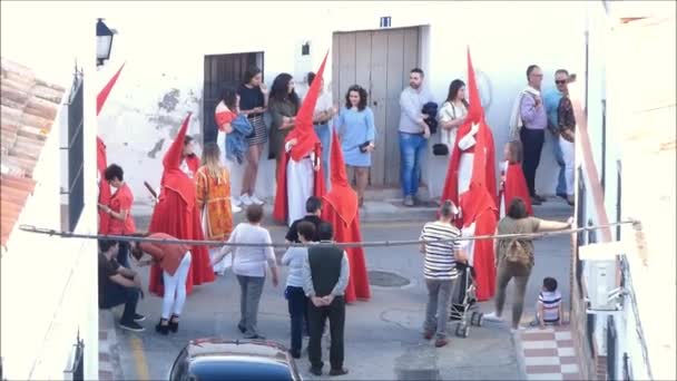 Alora Spanien April 2019 Palm Söndag Påsk Procession Andalusiska Byn — Stockvideo