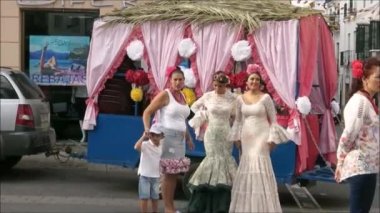 Alora, Ispanya-9 Eylül 2018: Alora Romeria Insanlar onların koruyucu aziz Fiesta kutlamak