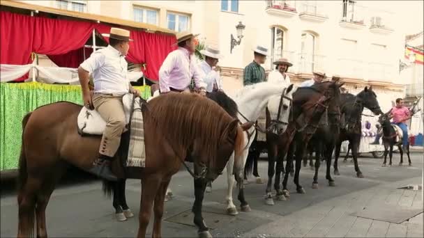 Alora Španělsko Září 2018 Alora Romeria Kde Lidé Oslavují Fiestu — Stock video