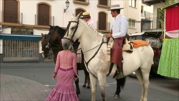 Alora Spanien September 2018 Alora Romeria Die Menschen Das Fest — Stockvideo