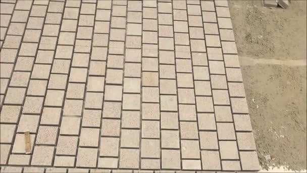 Square Paving Stones Awaiting Grouting Village Street Andalusia — Stock Video