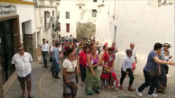 アローラ スペイン 2018 人々は彼らの守護聖人の祭りを祝うアロラロメリア — ストック動画