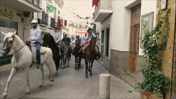 Alora Spanje September 2018 Alora Romeria Waar Mensen Vieren Fiesta — Stockvideo