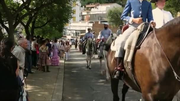 Alora Spanien September 2018 Alora Romeria Die Menschen Das Fest — Stockvideo