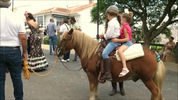 Alora Spain September 2018 Alora Romeria People Celebrate Fiesta Patron — Stock Video