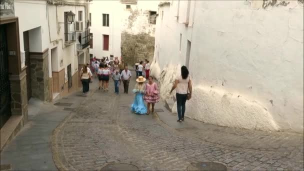 Alora Hiszpania Września 2018 Alora Romeria Gdzie Ludzie Świętować Fiesta — Wideo stockowe
