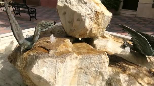 Water Spouting Fountain Spanish Town Costa Del Sol — Stock Video