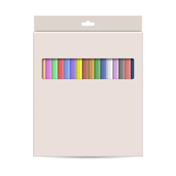 Packing Colored Pencils Isolated White Background Vector Illustration — Stock Vector