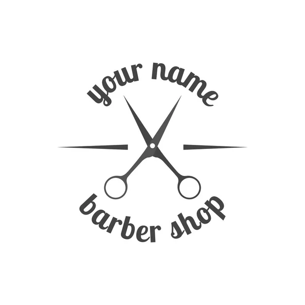 Gri Amblem Logo Bir Berber Dükkanına Ait Etiket Beyaz Arka — Stok Vektör