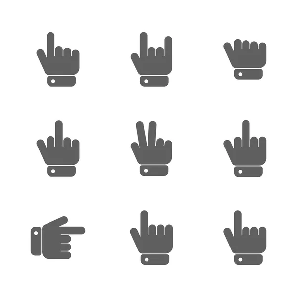 Icons Set Hand Gestures Isolated White Background Flat Style Vector — Stock Vector