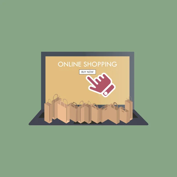Online Shopping Koncept Mobil Och Digital Marknadsföring Uppsättning Platta Designelement — Stock vektor