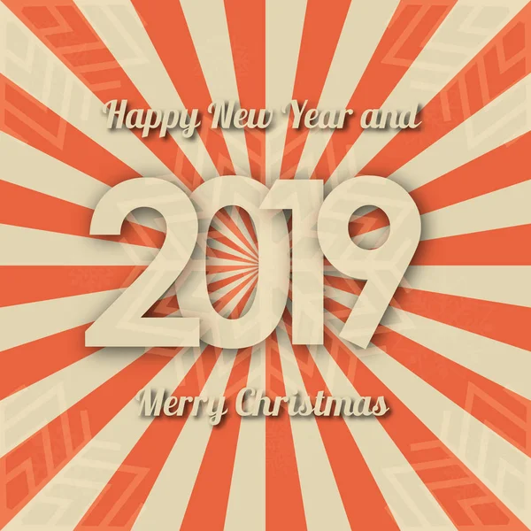 テキスト新年と数とクリスマスの背景2019 ベクトルイラスト — ストックベクタ