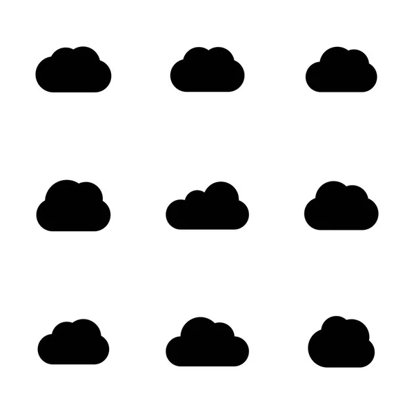 Wolken Symbole Schwarze Silhouetten Auf Weißem Hintergrund Vektorillustration — Stockvektor