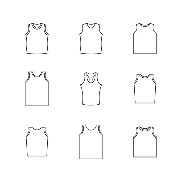 Set van verschillende shirts van dunne lijnen, vectorillustratie. — Stockvector