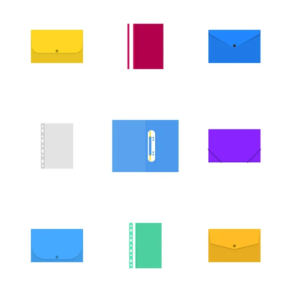 Office icons, set of plastic folders, vector illustration. — Stock Vector