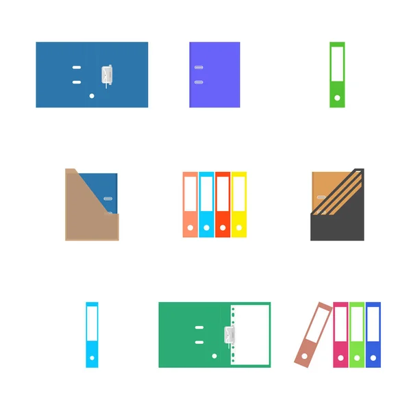 Office icons, set of cardboard folders, vector illustration. — Stock Vector