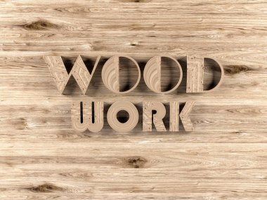 Ahşap işlemeli ahşap arkaplan, 3D illüstrasyon.