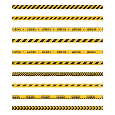 Kesintisiz sarı ve siyah uyarı teyp, vektör çizim kümesi.