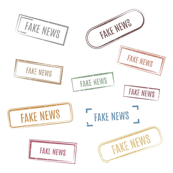 Briefmarkenserie Fake News, Vektorillustration. — Stockvektor