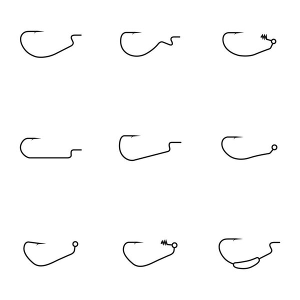 Set of different offset hooks, vector illustration.