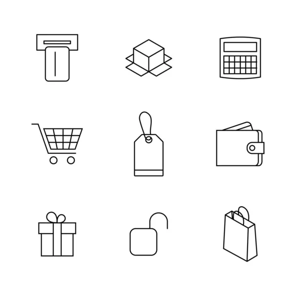 Conjunto de iconos de finanzas y compras, ilustración vectorial . — Archivo Imágenes Vectoriales