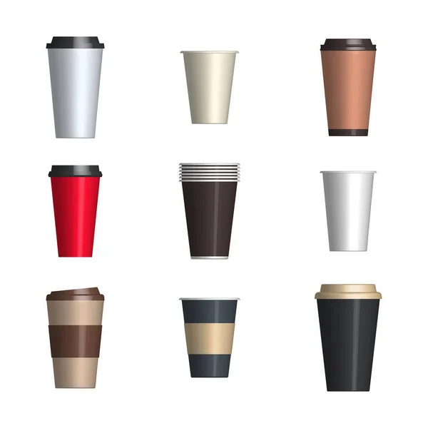 한 세트의 윤기나는 커피 컵, 벡터 삽화. — 스톡 벡터