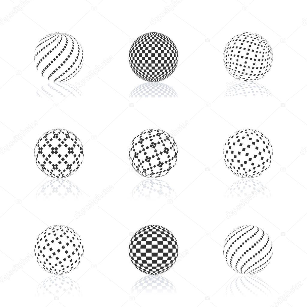 Sphere with halftone fill, vector illustration.