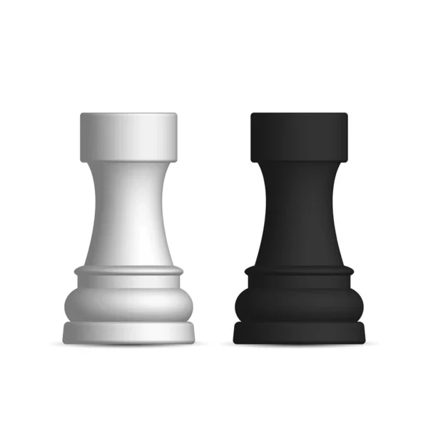 Zwart-wit schaakstuk toren, vectorillustratie. — Stockvector