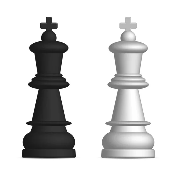 Black and white chess piece king, vector illustration. — Stock Vector