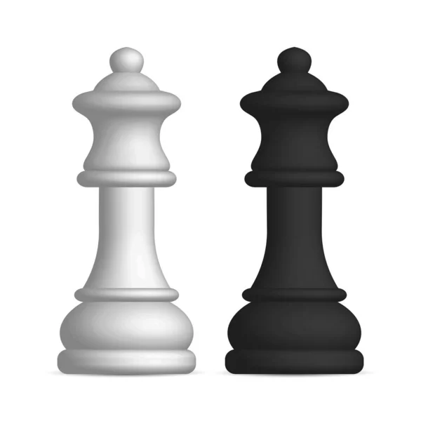 Reina de piezas de ajedrez en blanco y negro, ilustración vectorial . — Vector de stock