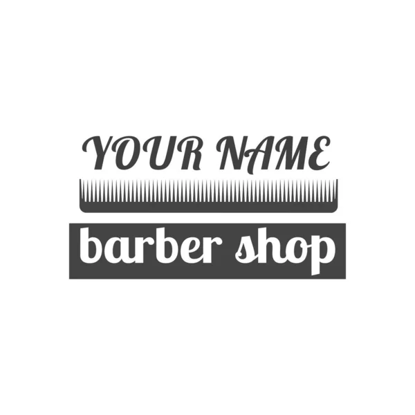 Gri Amblem Logo Bir Berber Dükkanına Ait Etiket Beyaz Arka — Stok Vektör