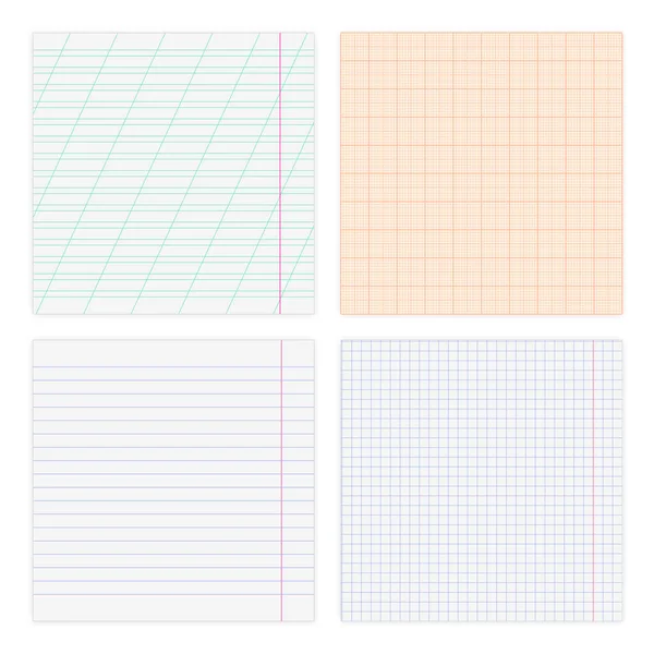 Set Various Paper Sheets Cage Line Graph Isolated White Background — Stock Vector