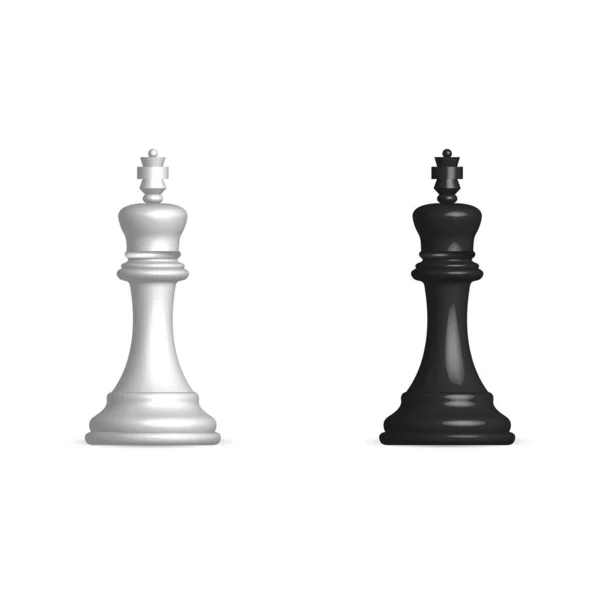Fotografické Realistické Černobílé Šachové Figurky Král Pohled Zepředu Vektorová Ilustrace — Stockový vektor