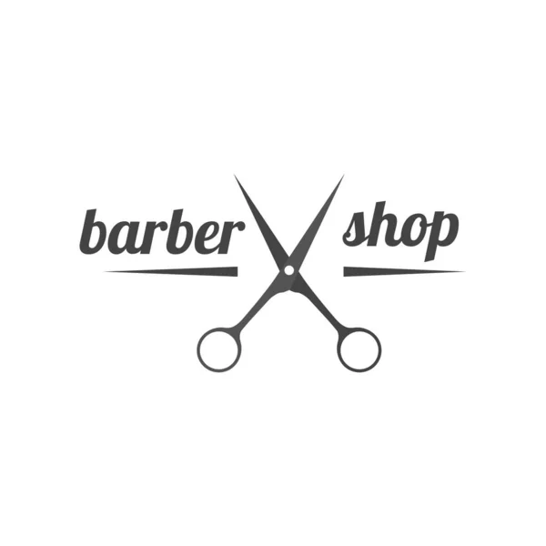 Grey Emblem Logo Label Barber Shop Isolated White Background Vintage — Stock Vector