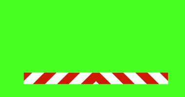 Animated red and white warning stripe, movement outward. Flat 4K animation on green background.
