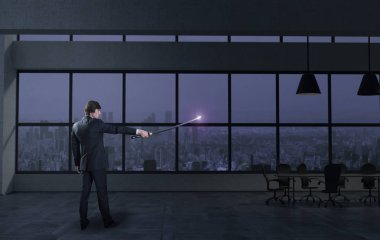 İşadamı ve ofiste Japon kılıç