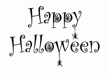 Cadılar Bayramın kutlu olsun net ve örümcek el çekilen işaretiyle stilize