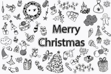 Neşeli Noel tasarım öğeleri doodle tarzı